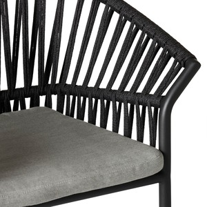 เก้าอี้พักผ่อนกลางแจ้งสไตล์มินิมอลสมัยใหม่ โครงโลหะเคลือบสีฝุ่นพร้อมงานถักเชือก – เก้าอี้สำหรับใช้งานเชิงพาณิชย์ในโครงการบริการรับรองแขก - Product Image 5