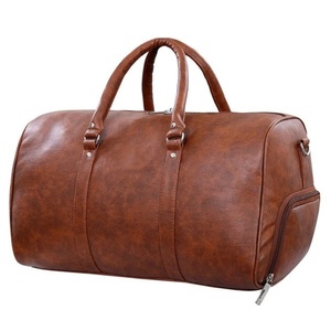 Wholesale <b>Brown</b> Leather Travel Duffle Bag with Shoe Compartment Double Handles Adjustable Shoulder Strap Travel <b>Backpack</b> - Product Image 1