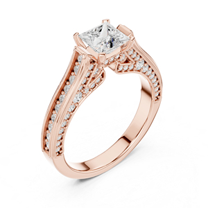 แหวนเพชรทรงกลมเจ้าหญิง 14K โรสโกลด์ เพชรเพาะเลี้ยงในห้องปฏิบัติการสำหรับผู้หญิง |   ชุดสำหรับงานปาร์ตี้ |   เพชรที่เพิ่งเพาะเลี้ยง - Product Image 4