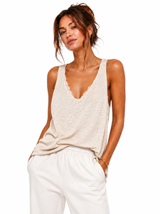 Débardeur sans manches pour femme, coupe décontractée, col en V profond, avec bordure en dentelle, en coton, effet délavé personnalisé, style ample, décontracté chic d'été, idéal pour la plage - Product Image 3