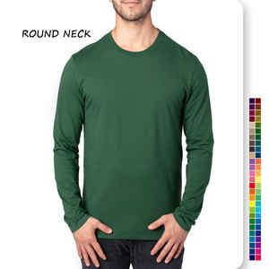 เสื้อยืดผู้ชายสีพื้นคุณภาพสูงแบบใหม่ขายส่ง ไซส์ 6XL คอกลม แขนยาว เสื้อยืดแขนยาวเรียบง่าย - Product Image 1