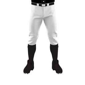 Men's White Baseball <b>Pants</b> With Black Belt And Socks Regular Fit Button Fly Solid Color Polyester Adult All Seasons - Product Image 5