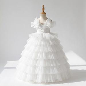 Vestido de Princesa de Tul Blanco Sólido en Capas, Hermoso y Cómodo, No se Desgarra Fácilmente, Ideal para Fiestas, Costura Resistente, Venta al Por Mayor - Product Image 1