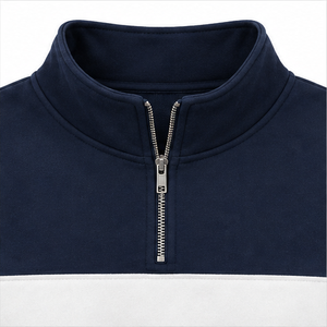 Sudadera Corta Clásica para Mujer, Color Azul Medianoche, Personalizable, con Cierre de Media Cremallera, Dobladillo de Canalé Suave, Mezcla de Algodón - Product Image 6
