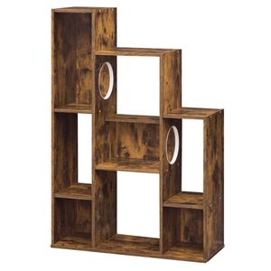 Mobiletto Libreria Rustico Marrone per Gatti con 8 Scomparti Organizzati e Piattaforme Multiple per Arrampicarsi, Arredamento per Animali Domestici - Product Image 1