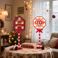 Support de canne à sucre lumineux de Noël assorti, ornement de table pour la décoration de la maison, de la table de Noël ou du cheminée dans un style rustique
