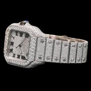 Round Moissanite Diamond & 925 <b>Sterling</b> <b>Silver</b> Unique Mechanical <b>Watch</b> Luxury Antique Style with 41mm Dial ETA Movement - Product Image 2
