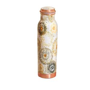 Botella de agua de cobre esmaltada premium hecha a mano con impresión, botella ayurvédica para la salud de 1 litro para uso diario - Product Image 1