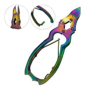 Coupe-ongles professionnel Rainbow en acier inoxydable, lame incurvée, pointe affûtée, portable, avec ressort, pour ongles incarnés - Product Image 1