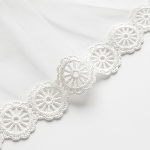 15mm <b>White</b> Circular Guipure GPO <b>Lace</b> Trim Manufacturer 20 Meter Packing for Bridal Wear Dress Borders Sewing Craft Customizable - Product Image 1