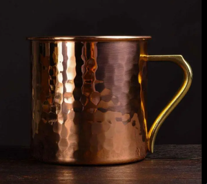 Taza de cobre martillado con asa, estilo vintage, portátil, para camping, con acabado martillado, taza de cobre reutilizable para bebidas - Product Image 3