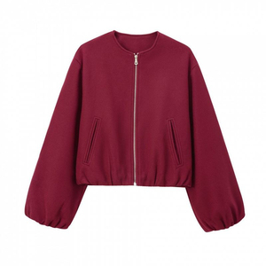 Blouson Bomber Femme Hiver Nouveau Modèle Polyvalent Doux avec Fermeture Éclair Respirant & Coupe-Vent Rembourré Coton Teint Uni - Product Image 6