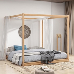Cama de dormitorio de primera calidad, tallada a mano, con cabecero y piecera, tamaño King, marco de cama de madera de lujo, hecho a mano con madera maciza. - Product Image 3