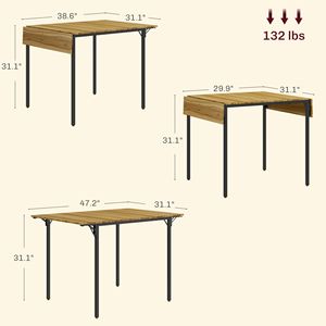 Industrial Drop Leaf Dining <b>Table</b> Expandable and Extendable <b>for</b> <b>2</b> to 4 People Walnut <b>Kitchen</b> <b>Table</b> <b>for</b> <b>Small</b> Spaces - Product Image 3