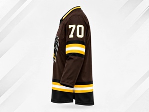 Ensemble de maillot de hockey sur glace personnalisé sublimé marron, uniforme de hockey sur glace respirant et robuste, numéro d'équipe personnalisé 70, entraînement et match - Product Image 5