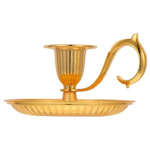 Candelabro de mesa de Metal duradero con acabado dorado de diseño exquisito con asa para decoración de iluminación, candelabros cónicos - Product Image 1