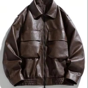 High Quality Formal Leather <b>Jackets</b> with Stand Collar Front Logo Placement - Product Image 2
