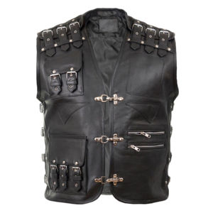 Gilet en cuir véritable pour homme, style vintage noir, en cuir de vachette naturel, sans manches, prix raisonnable, service OEM. - Product Image 1