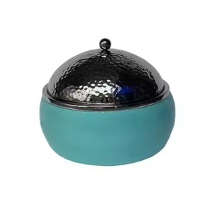 Plat de service de luxe en acier inoxydable finition marbre avec couvercle et poignées pour hôtels, mariages et buffets - Product Image 3