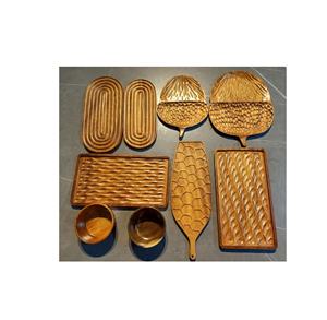 ถาดไม้ใส่เครื่องดื่มรูปทรงใบไม้ธรรมชาติถาดผลไม้จานขนมสำหรับตกแต่งของขวัญคริสต์มาสไม้ - Product Image 3