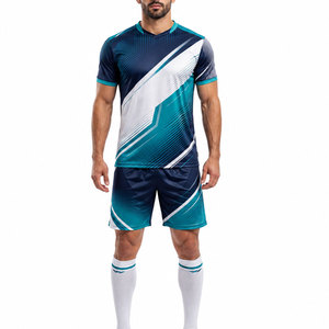 ชุดเสื้อฟุตบอลแบบซับลิเมชั่นสำหรับผู้ชาย กางเกงขาสั้น ชุดยูนิฟอร์มฟุตบอลผู้ใหญ่ ผ้าโพลีเอสเตอร์ระบายอากาศ ตรวจจับรอยตะเข็บ - Product Image 1