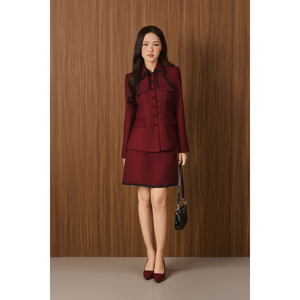 Ensemble tailleur bordeaux pour femme prêt à expédier – Blazer et jupe classiques pour le bureau – Vente chaude – Mode professionnelle en gros - Product Image 5