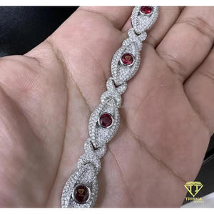 Luxury <b>Ruby</b> & Moissanite <b>Bracelet</b> in 925 Sterling Silver Iced Out Diamond Elegant Sparkling Jewelry Gift for Men & Women - Product Image 3