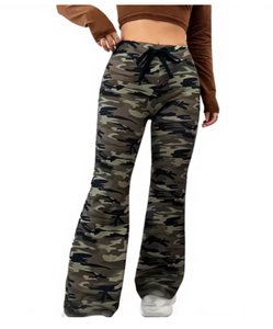 High Waist <b>Camouflage</b> Printed Women s Loose Fit Pants With Drawstring Closure And Pockets Casual Autumn Style Full Length - Product Image 1