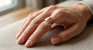 Anillo de Cobre Puro Premium con Diseño de Loto • Anillo de Lujo Grabado con Silueta Meditando para la Sanación - Product Image 4