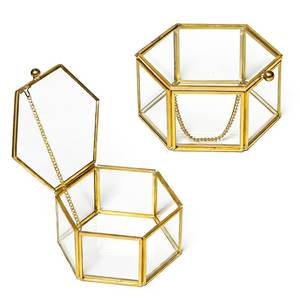 Hexagon Shape Gold & Glass <b>Mirrored</b> <b>Jewellery</b> <b>Box</b> - Product Image 5