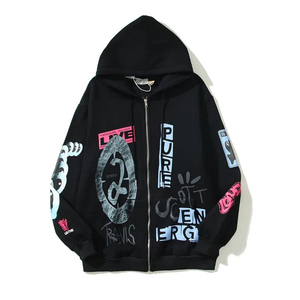 Sweat à capuche unisexe coupe classique en coton 100% tricoté, délavé à l'acide, infroissable, avec double poche, imprimé en relief, style streetwear, pour l'hiver - Product Image 4