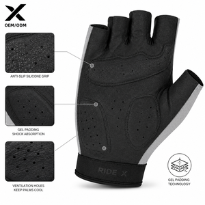 ถุงมือปั่นจักรยาน X Safety Ride สีเทา-ดำ ระบายอากาศได้ดี ถักทออย่างประณีต สำหรับฤดูร้อน ดีไซน์สำหรับผู้ใหญ่ ผลิตจากไมโครไฟเบอร์ รองรับการสัมผัสหน้าจอ - Product Image 3