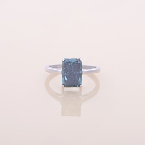 IGI Certified <b>Emerald</b> Cut Blue Lab Grown Diamond Solitaire Engagement & Wedding <b>Ring</b> in Solid 925 Sterling <b>Silver</b> - Product Image 1