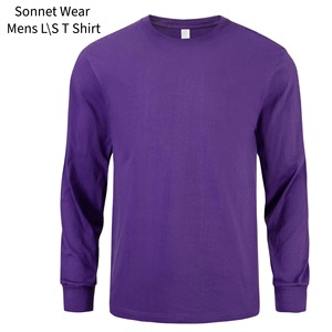 T-shirt décontracté à manches longues pour homme, 100% coton, teint en pièce, 220g, séchage rapide, col rond, coupe ample - Product Image 4