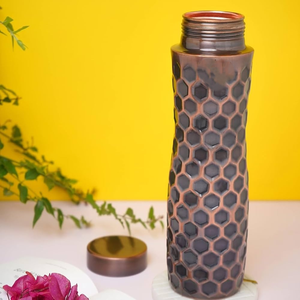 Botella de Agua de Cobre Puro con Diseño de Hojas, Tapa Hermética, Recipiente para Beber de Cobre sin Juntas - Product Image 4