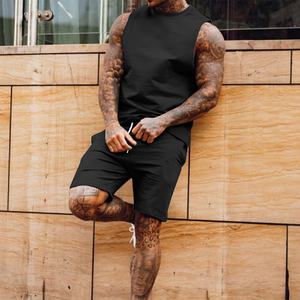 BOBBIN INDUSTRIES Best Manufacturer Hot Custom Men's Summer Casual Sleeveless Fitness <b>Sets</b> Solid Plus Size Men's Tank Tops <b>Sets</b> - Product Image 3