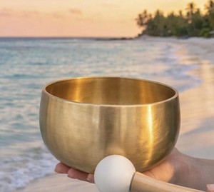 Golden <b>Brass</b> Singing Bowl Circular Polished Metal Craft for Art Collectible Buddhism Theme Metal Singing Bowl Singing <b>Bell</b> Bowl - Product Image 3