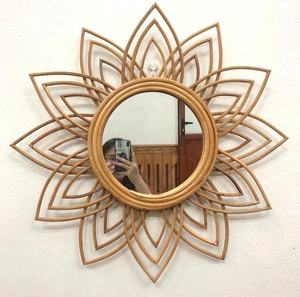 Elegant Vintage Art Deco <b>Wall</b> <b>Mirror</b> High Rattan Decorative Frame with <b>Hanging</b> Feature Exclusive Design for Home Decor - Product Image 1