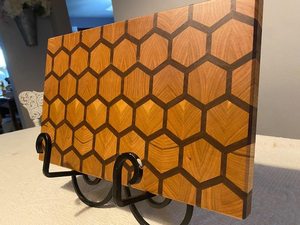 Fresh Arrival End Grain Honeycomb Cutting <b>Board</b>, Teak Acacia Wood, Handmade Kitchen Prep <b>Tool</b> Chopping <b>Board</b> - Product Image 3