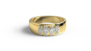Bague de luxe en or 18 carats à large bande avec diamants marquise, cadeau d'anniversaire, bague éternité, bague statement, bijoux fins pour femmes - Product Image 1