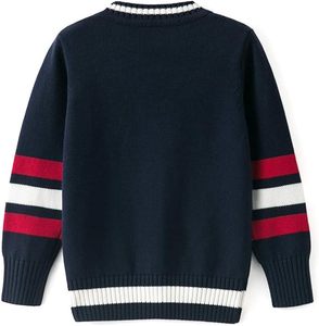 Breathable Hip Hop Style V-Neck <b>Cardigan</b> <b>Mens</b> Varsity Striped Button Front Knit Sweater for Daily Urban Outfits - Product Image 4