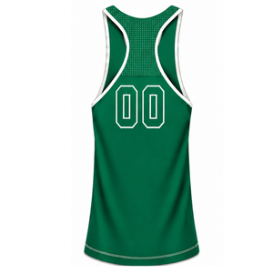 Ensemble de natation vert et blanc, débardeur sans manches dos nageur avec short assorti, maillot de bain léger à séchage rapide pour l'entraînement et la performance - Product Image 5