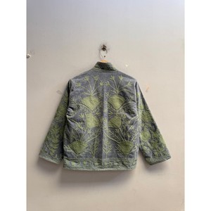 Boho Suzani Quilted <b>Velvet</b> Bomber <b>Jacket</b> with Floral Embroidery Hand Work Wool Lining for Winter <b>Women</b> - Product Image 1