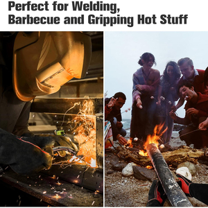 Customized Protective Welding <b>Gloves</b> Red Black Color High Temperature Resistant Outdoor Use <b>Touchscreen</b> for Metal Work - Product Image 5