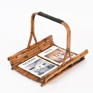 Suministro directo de fábrica, soporte para folletos de ratán natural, expositor para periódicos y revistas - Product Image 4