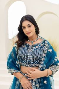 Women's Indian Traditional Ethnic Wear Butterfly Net Wedding Diwali Party Heavy Lehenga Choli <b>Sequins</b> Embroidery Work Dupatta - Product Image 4