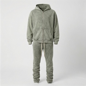 Ensemble de survêtement pour homme, effet délavé, respirant, sur mesure, confortable, vêtements de sport, streetwear, gym, fitness, jogging, athlétique - Product Image 1