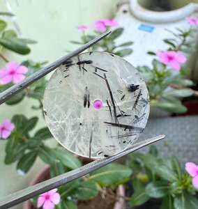 Cadran de montre en quartz rutilé noir fait main, pièces de montre de luxe en cristal - Product Image 1