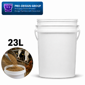 23L Plastic Feed <b>Bucket</b> <b>with</b> Handle and Flat <b>Lid</b> Tamper Evident Closure for Feed Transport - Product Image 1