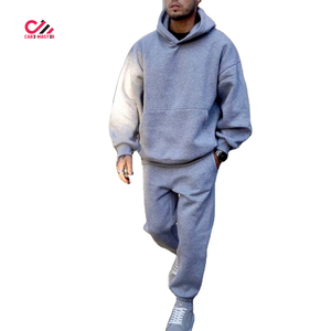 Sweat-shirt et pantalon décontractés en coton, coupe ample, couleur unie, manches longues, effet délavé, qualité supérieure, vente en gros - Product Image 1